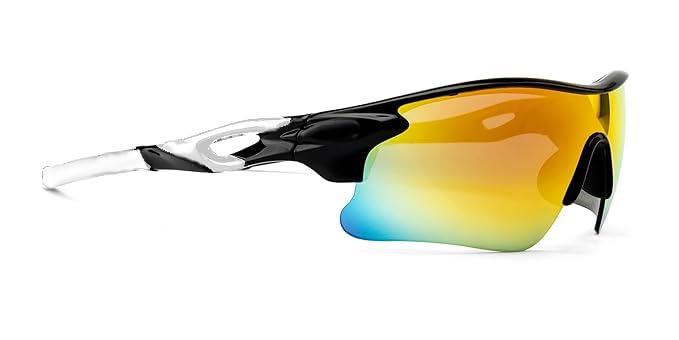 Image of Packard Non Polarized Oversized Sports Sunglasses for Men Women, Outdoor Cricket Cycling Hiking Fishing Sunglasses (Black White, Yellow)