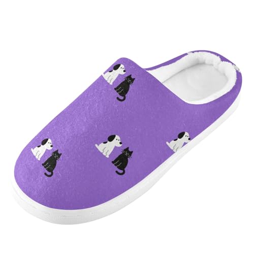 Soft Cute Dog Cat Purple House Slippers for Woman Men,Fuzzy Slippers Cozy Memory Foam House Shoes Gifts for Women Men Size 14/15 23021722