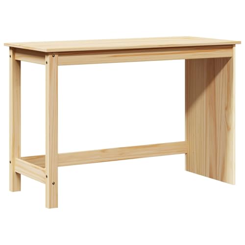 vidaXL Escritorio Marrón 112 x 50 x 75 cm Madera de Pino Macizo, Escritorio de Estudio, diseño Minimalista, Mesa compacta, Superficie Duradera, Madera Beige, Espacio ergonómico