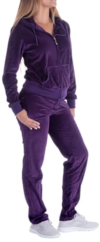 Image of LeeHanTon Womens Jogging Suits Sets Running Velour Outfit Zipper Warm Up 2 Pieces Hoodie and Pant Tracksuit