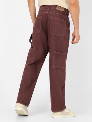 Image of Urbano Fashion Men's Loose Mid Rise Baggy Fit Cargo Carpenter Jeans with 6 Pockets Non-Stretchable