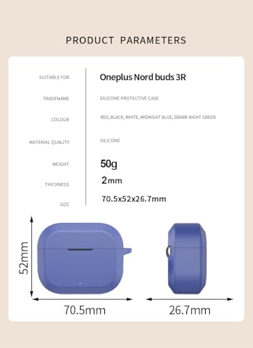 Image of New Silicone Case Compatible with Oneplus Nord Buds 3r (2025), Soft Silicone 360 Full Protection Dust-Proof Shockproof Case Cover with Hook (Cover Only) (Red)