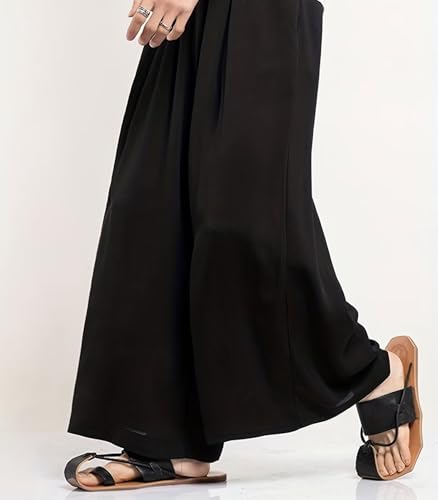 INVACHI Men's Casual Wide Leg Harem Pants Solid Baggy Japanese Pants Lightweight Breathable Elastic Waist Hakama Pants4
