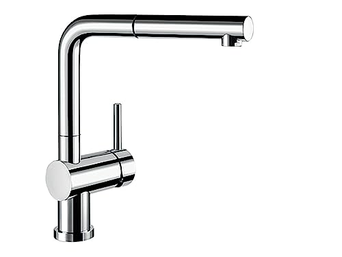 BLANCO Linus-S-F 514023 Robinet de Cuisine/Robinet Sous Fenêtre Amovible avec Douchette Extractible Idéal pour Évier Sous Fenêtre Surface Chromée Haute Pression 1 Pièce
