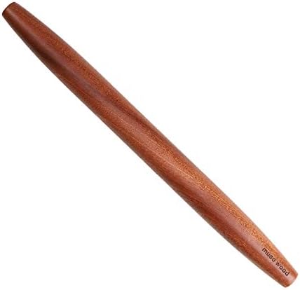 Muso Wood Sapele Wooden French Rolling Pin for Baking, Tapered Roller for Fondant, Pie Crust, Cookie, Pastry (French 15-3/4inch)