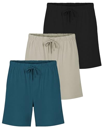 Image of Real Essentials 3 Pack: Mens Cotton Ultra-Soft Knit Sleep Pajama Shorts & Lounge Wear (Available In Big & Tall)