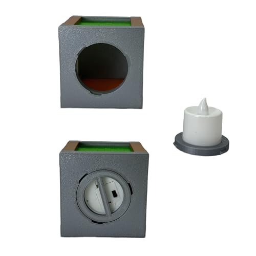 Image of Pixel Style Block Miner Lantern & Night Lamp - Retro 8-Bit Gaming Room Decor | Hanging Light Prop for Desk & Bedroom | Safe for Kids (Tealight Version)