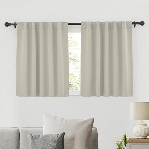 Image of RYB HOME Blackout Curtains for Kitchen, Privacy Thermal Insulating Small Winow Curtain Shades for Classroom Bathroom Nursery Bedroom Cafe, W 34 x L 36, Natural, 2 Panels