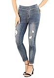 Roamans Women's Plus Size The No-Gap Jegging Pull On Jeans Denim Legging - 18 W, Distressed