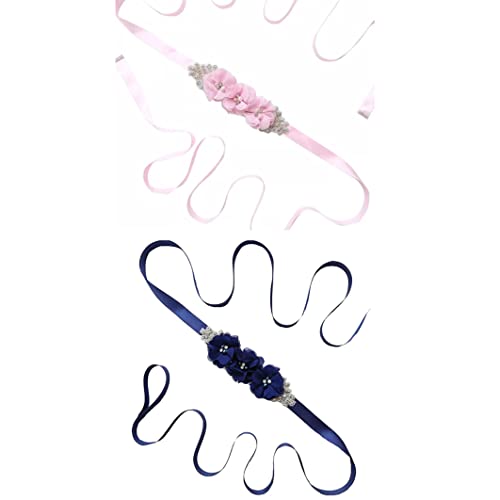 Bridal Wedding Bridesmaid Dresses Belts For Women Waistband Maternity Pearl Flower Photography Props Bridesmaid and Flower Girls Sash Belt Wedding Maternity Baby Shower Navy Blue, womens belt2