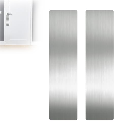 Durable Cat & Dog Door Protector from Scratching - Anti-Scratch Guard for Interior/Exterior Doors Stainless Steel Self-Adhesive Kick Plate (Brushed Silver 4x16)