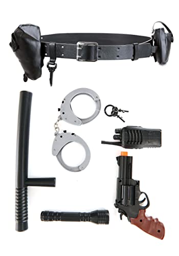 Adult Black Police Officer Cop Belt Set - Holster, Pouch,