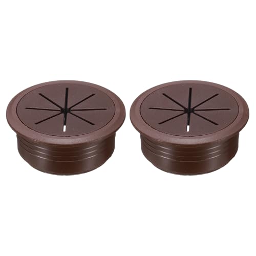 uxcell 2 Pcs Desk Grommet, 2.09 inch 53mm Desk Cable Hole Cover Wire Hole Insert for Home Office Table Cabinet Cord Organizer, Coffee