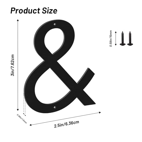 3 Inch House Numbers and Metal Letters for Outdoor Signs, House Numbers for Outside, Aluminum Address Letters and Numbers for Door, Mailbox, Garden, Perfect for Home or Office (&)