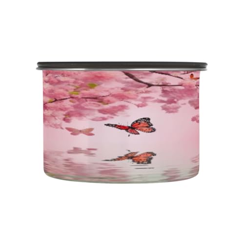 Envase de café hermético acero inoxidable 17oz rosa mariposas