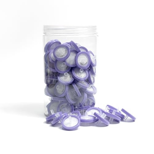 Image of PEKYBIO Syringe Filter PVDF Hydrophilic Filtration 0.22μm Pore Size, 25mm Membrane Diameter for Lab, Pack of 100, Non-Sterilized
