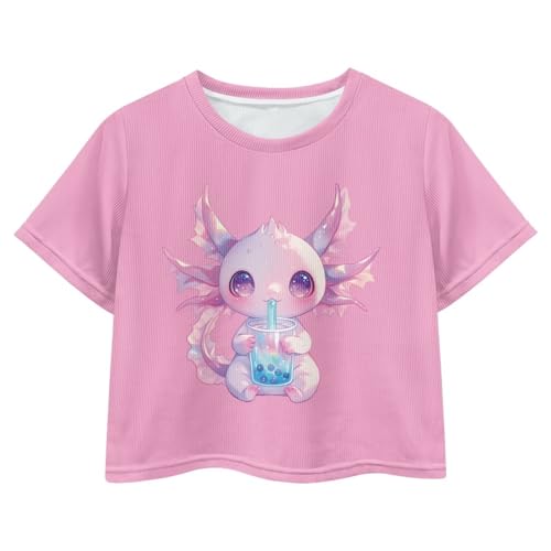 Image of Girls Fashion Crewneck Tee Shirts Casual Short Sleeve Crop Top Summer Outfits 5-14 Year