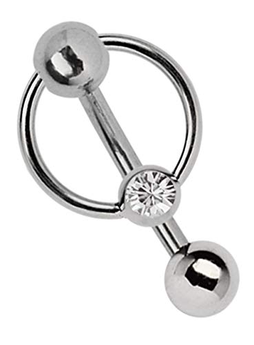 Modern Nature Piercing-Schmuck Piercing intime banane en titane de 1,6 mm, boule perforée de 5 mm et anneau de serrage avec pierre dans de nombreuses...