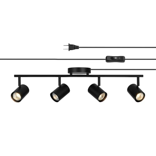 Globe Electric 64000119 4-Light Plug-in Track Lighting, Matte Black Finish,