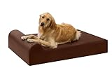 Barker Beds Large Orthopedic Dog Bed - 7' Pillow Top with Headrest - 50-70 lbs - Memory Foam for Joint Pain & Arthritis - Vet Recommended, Washable Cover - Made in USA - 48'x30'x7' - Chocolate