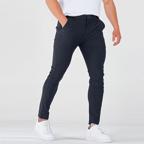 lcyhony Dress Pants for Men Slim fit Stretch Expandable Waist Golf Pants Comfy Summer Business Casual Trousers with Pockets4