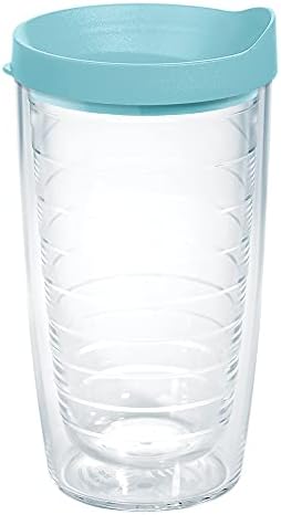 Tervis Clear & Colorful Lidded Made in USA Double Walled Insulated Tumbler Travel Cup Keeps Drinks Cold & Hot, 16oz, Blue Moon Lid