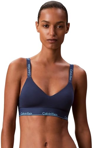 Calvin Klein Donna Reggiseno a Bralette Lightly Lined Vita Elasticizzata, Blu (Dark Denim), XL
