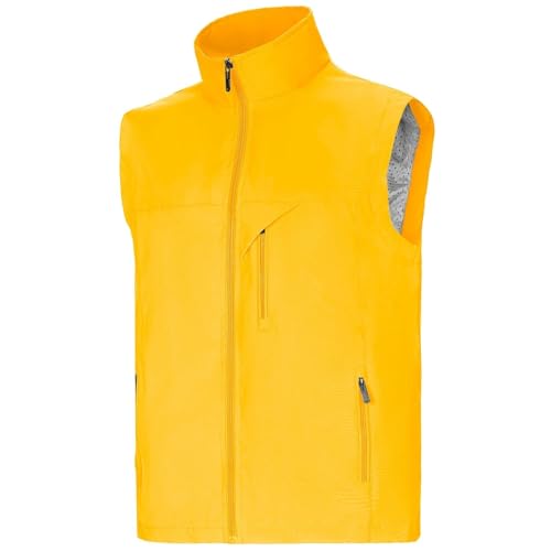 Image of Mens Vests Outerwear Windproof Lightweight Softshell Sleeveless Jacket | Breathable Zip Up Multi-Pockets Quick Dry Sports Vest for Golf Hiking Fishing Running