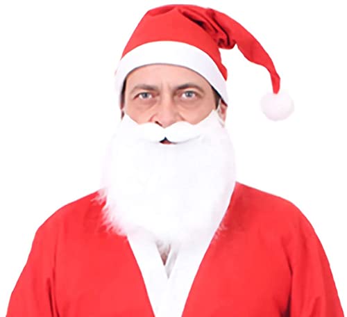 Costume De Père Noël 5 Pièces Grandes Tailles - Manteau, Pantalon, Chapeau, Barbe Et Ceinture En Non-tissé