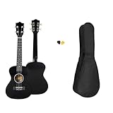 BLUEBERRY UK-40 Concert Ukulele Body made with Lindon and Mahogany Wood with Bag and 2 Picks - 24 Inch (Black)