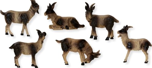 FADEDA 6X Ziegen/Höhe:4 cm/handbemalt/detailgetreue Krippen Figuren -...