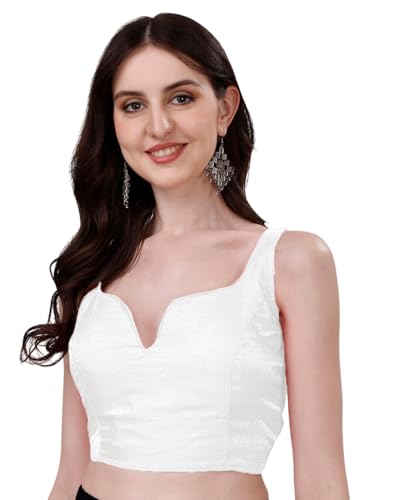 Image of Pujia Mills Women's Heavy Phantom Silk Bollywood Style Sleeveless Trendy Blouse(Veda)