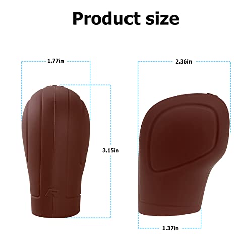 Zipelo 2 Pack Car Gear Shift Knob Cover, Anti-Slip Auto Knob Gear Stick Protector, Comfortable Silicone Handbrake Shifter Cover For Men Women, Universal Vehicle Interior Accessories (Brown) #TOP1