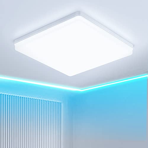 EASY EAGLE LED Lámpara de Techo 48W 4800LM Moderna Cuadrada Plafón Luz Led 6500K Lámpara Panel IP44 Impermeable para Baño Sala Dormitorio Cocina Oficina Comedor Ø30CM Cover