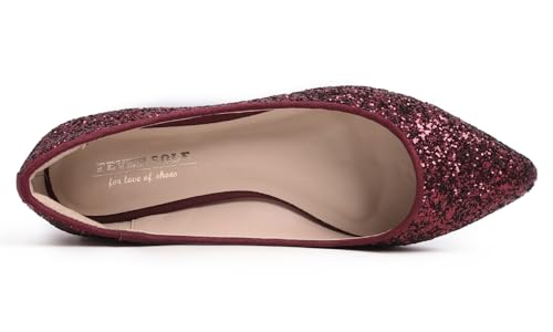FEVERSOLE Women's Fashion Pointed Toe Classic Dressy Shiny Comfort Cushioned Flats2