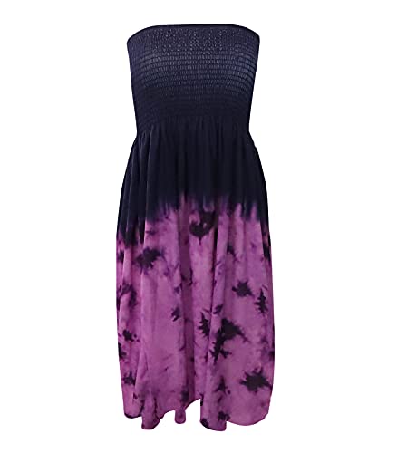 Image of Zyyfly Strapless Dress for Women Summer Beach Boho Smocked Tube Top Dress