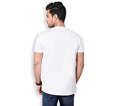 Image of DBURKE Men's T-Shirt Solid Round Neck Half Sleeve T-Shirt Sports & Gym (World Piece)