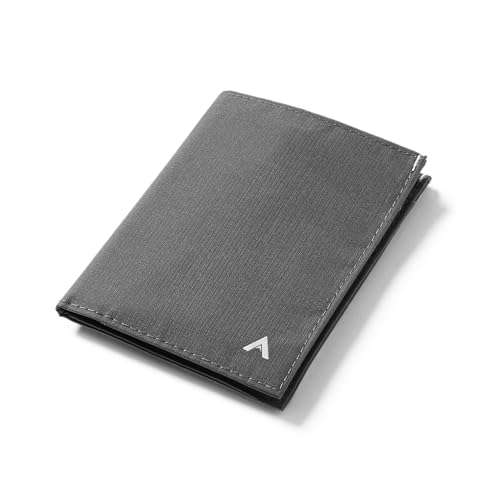 Image of Allett Travel Wallet, Charcoal Grey | Nylon, Thin Bifold, RFID Blocking, Minimalistic, Front Pocket | Holds Up To 10 Cards & Passport | For Men & Women