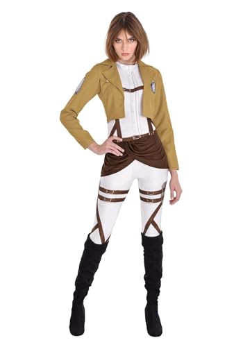 Womens Attack on Titan Costume | Adult Anime Character Outfit with Jacket Pants Shirt and Accessories Large