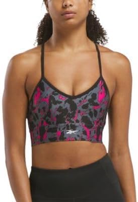 Sujetador deportivo Reebok ID Train para mujer con soporte elástico y estampado moderno