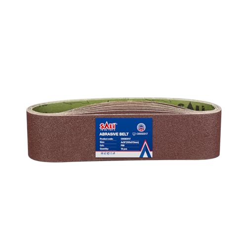 SALI Lot de 10 bandes abrasives 100 x 915 mm - Grain 80 - Papier abrasif pour ponceuse à bande - Pour poncer, limer, affûter et dérouiller sur bois et métal