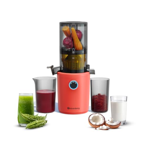 Image of Atomberg Althea Cold Press Juicer For Home | High Nutrition | 40RPM | Easy To Use & Clean | Auto Reverse | XL Hopper | Safety Features | Ideal for Fruit, Veggie Juices, Coconut Milk | Sunset Orange