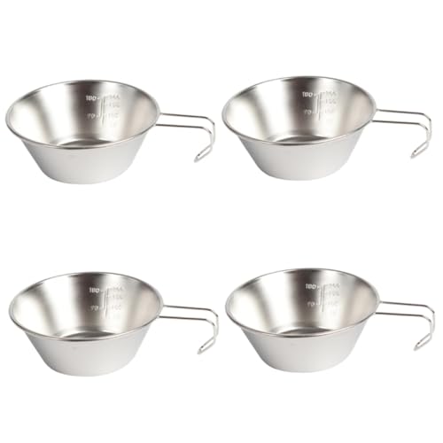POPETPOP 4pcs Camping Water Bowl Multi-function Compact Cup for Hiking Picnic Bbq Outdoor Adventures Lightweight Easy to Carry Design for Use