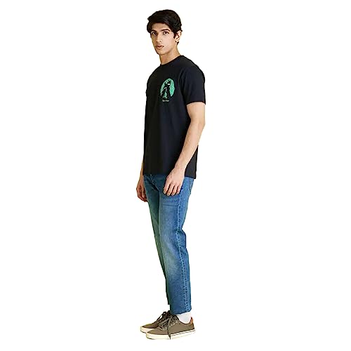 Image of Celio Men Rick and Morty Graphic Black Half-Sleeve Round Neck T-Shirt