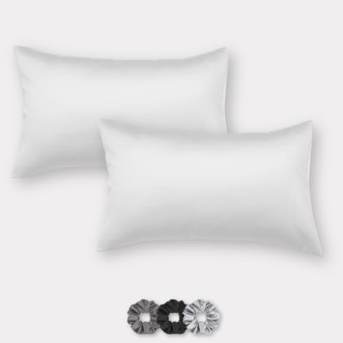 Image of Package Includes: 2 White 20 x 30 inch Satin Pillow Covers /Pillowcases. Please Note that Pillow Inserts are NOT Included with the Pillowcases.