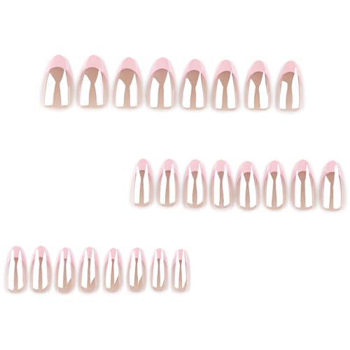 Image of Secret Lives Coated Glitter French Pink Almond Press-On Nails - Elegant Wearable False Nail Tips, 24-Piece Set with Kit