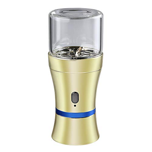 Spice Herb Grinder Electric USB-Rechargeable, 2pcs 1.7oz Glass Herb Chamber, Mini Portable - GOLDEN Coating