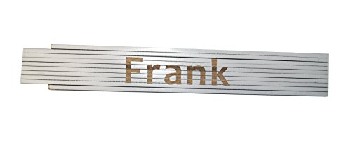 Preisvergleich Produktbild Persönlicher Zollstock / Meterstab weiß mit Gravur Frank