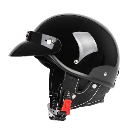 Uueybsg Retro Motorrad Halbhelme Deutsche Jethelm, Halbschalenhelm mit ECE, Vintage Motorradhelm, Cruiser Chopper Roller Scooter-Helm, Braincap Moped Mofa Helm für Erwachsene Herren Damen