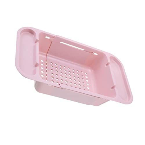 UTHCLO 水切りラック伸縮式キッチン収納バスケット 食器 碗箸兼用 多機能コンテナ ピンクシンク上設置簡単 容器整理用品